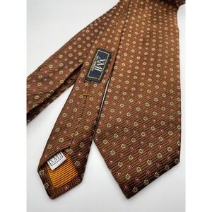 XMI 525 Series Brown Silk Floral Medallion Tie Umbria Hand Made USA Italy Silk